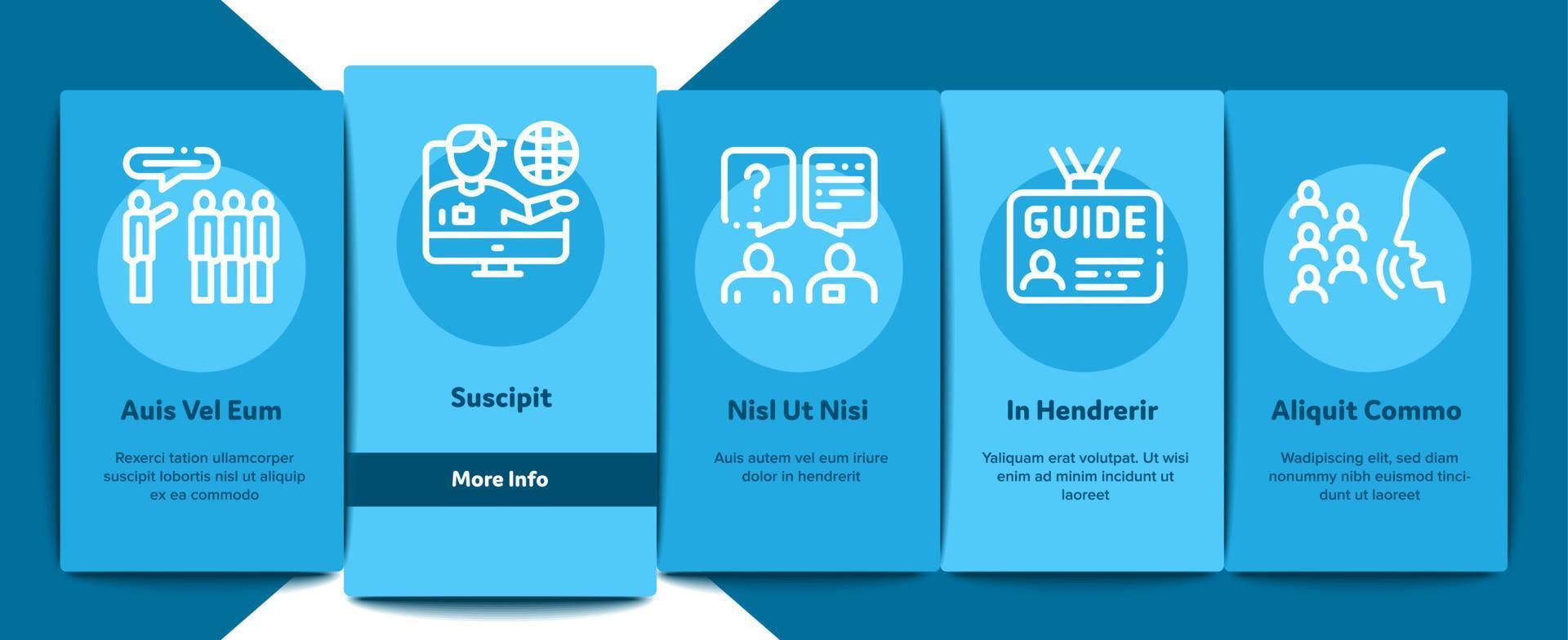 Guide Lead Traveler Onboarding Elements Icons Set Vector