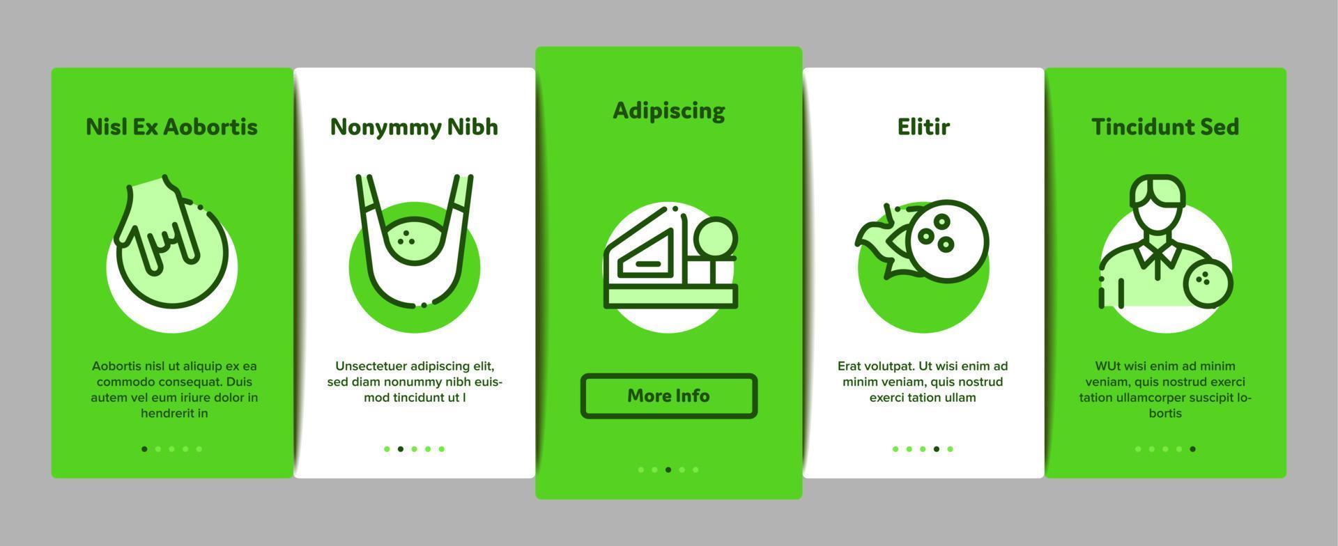 Bowling Game Tools Onboarding Elements Icons Set Vector