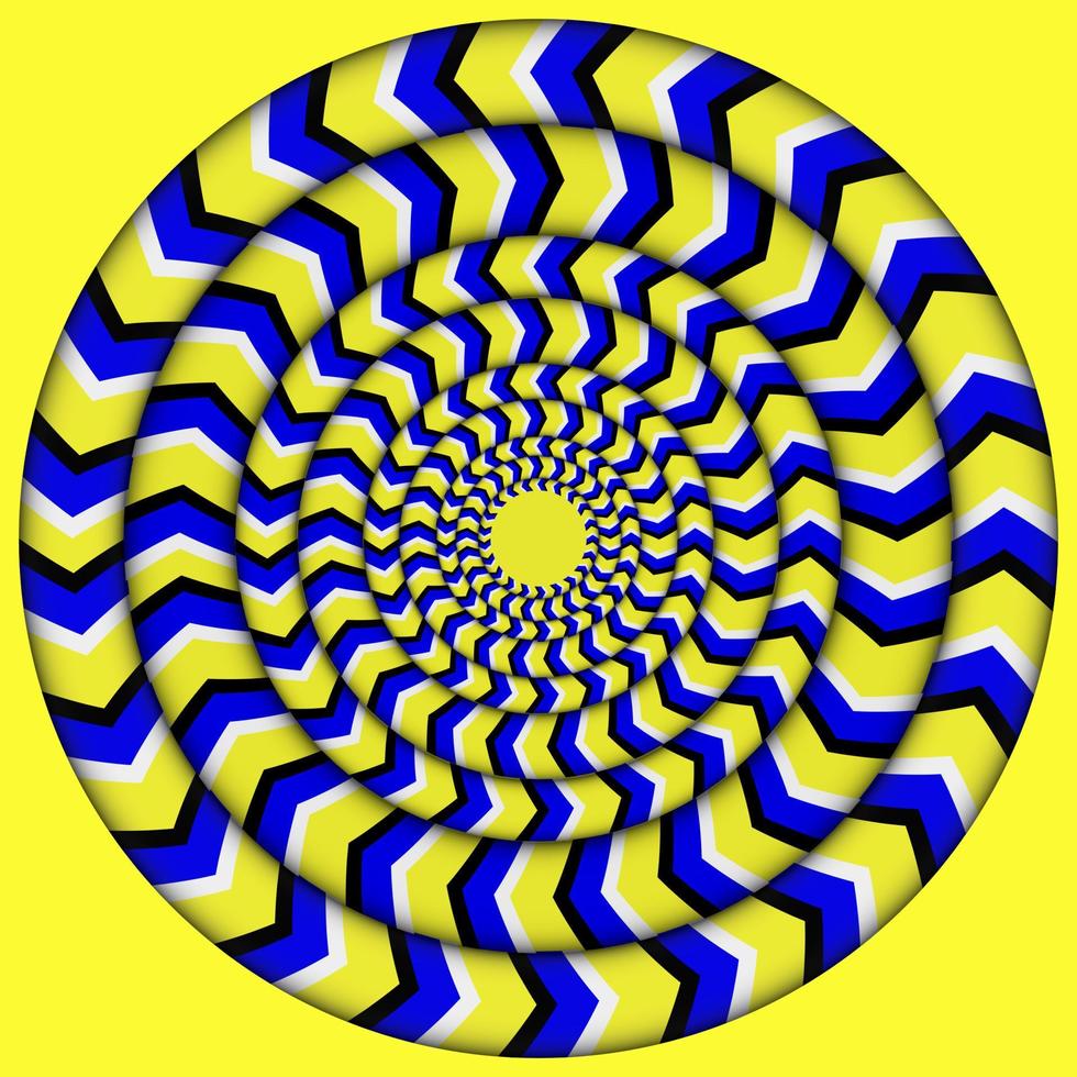 Hypnotic Of Rotation. Perpetual Rotation Illusion. Background With Bright Optical Illusions of Rotation. Optical Illusion Spin Cycle. Vector Illustration