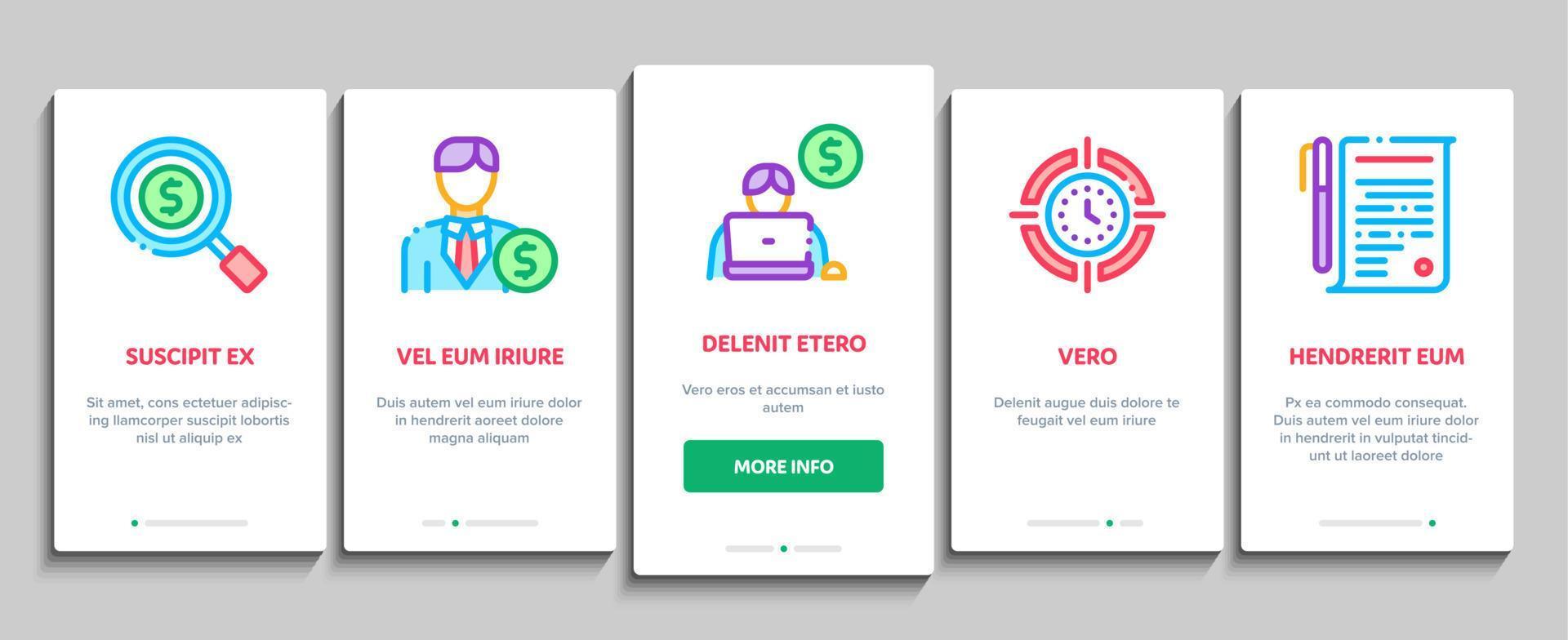 Investor Financial Onboarding Elements Icons Set Vector