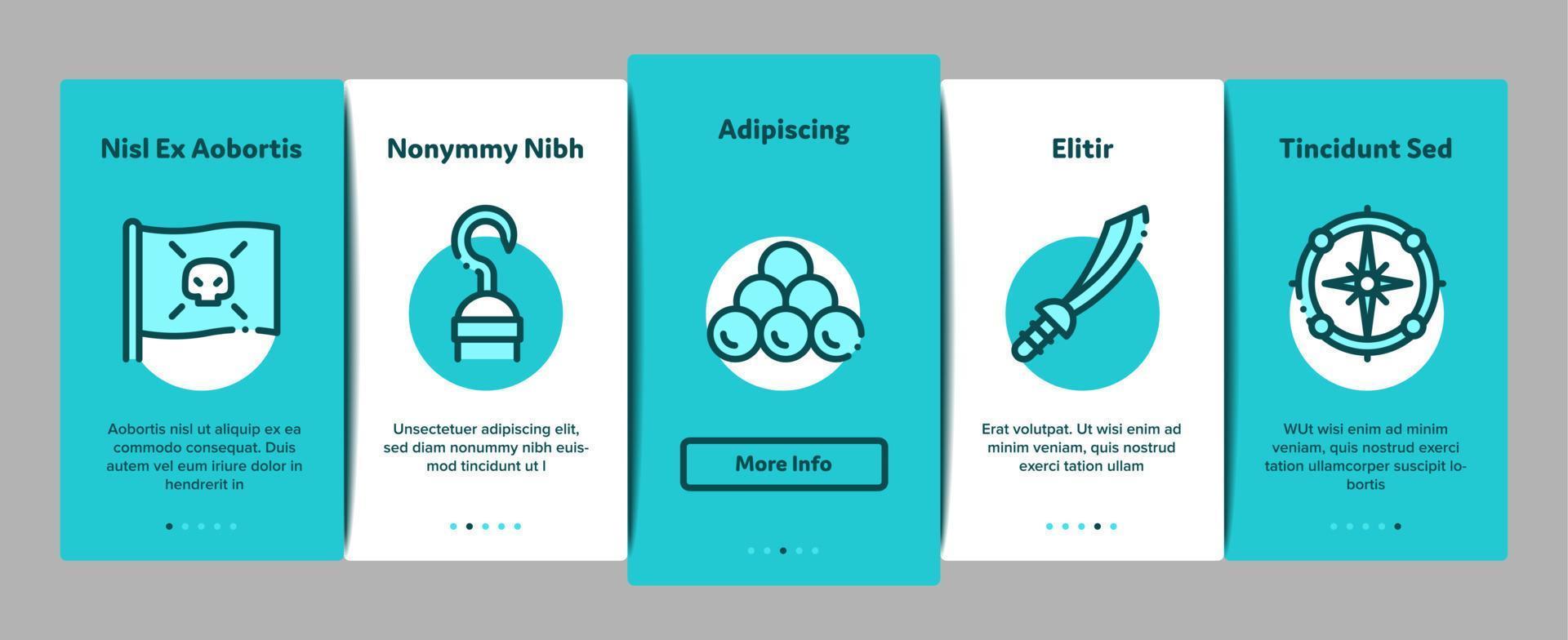Pirate Sea Bandit Tool Onboarding Elements Icons Set Vector