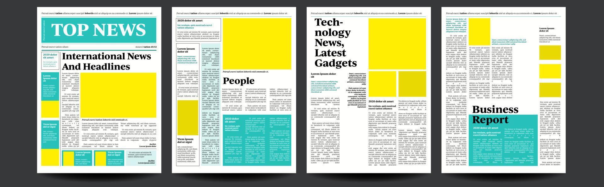 Newspaper Vector. Magazine Mockup Template. News Paper Tabloid Page Article. Breaking. Illustration vector