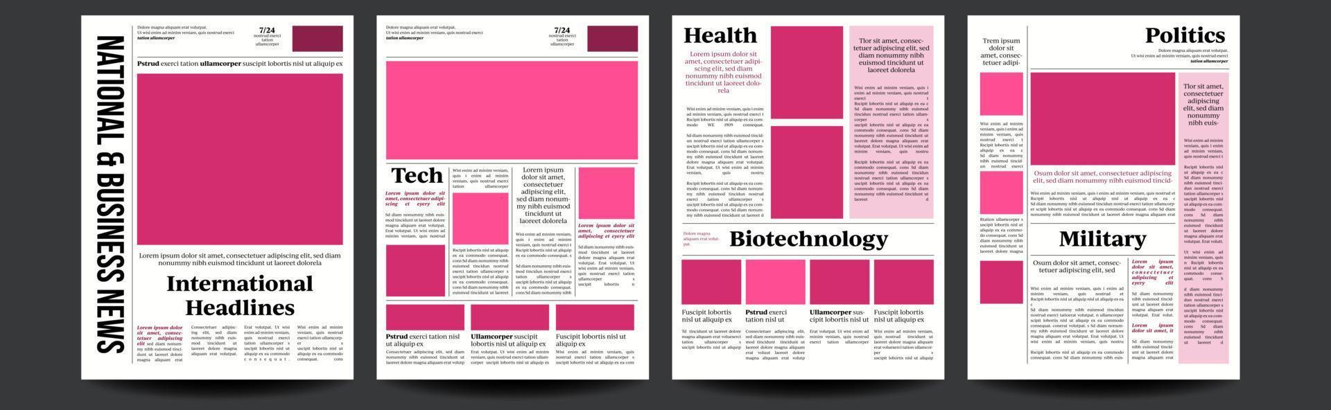 Newspaper Vector. Abstract News Template. Blank Page Spaces For Images. Breaking. Illustration vector
