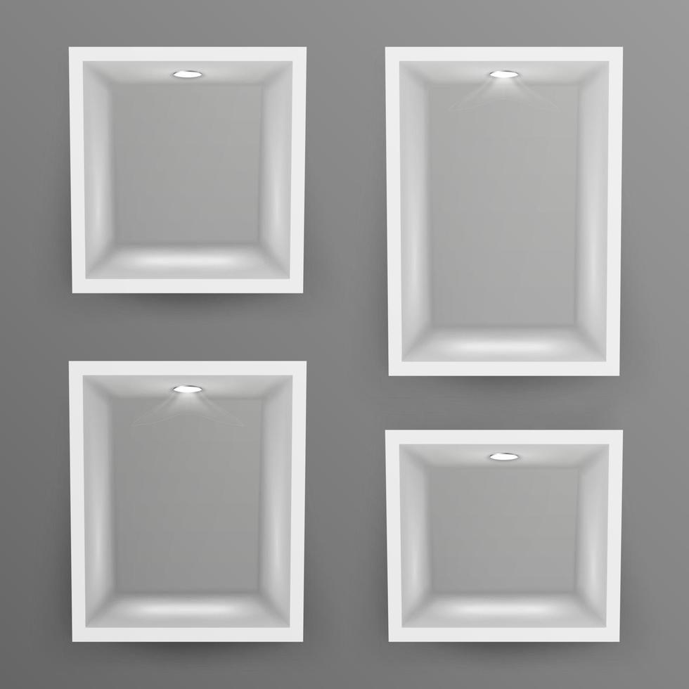 Empty Show Window, Niche Set Vector. Abstract Clean Shelf, Niche ...