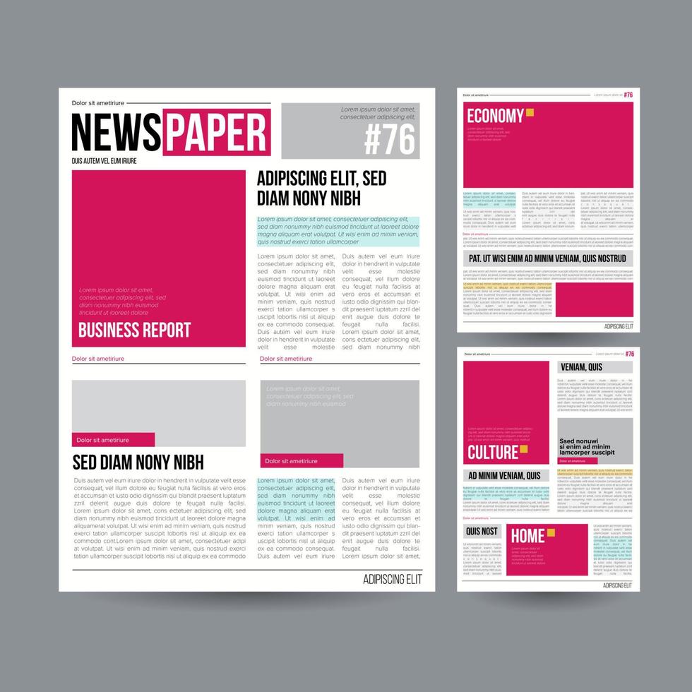 Tabloid Newspaper Design Template Vector. Images, Articles, Business Information. Daily Newspaper Journal Design. Illustration vector