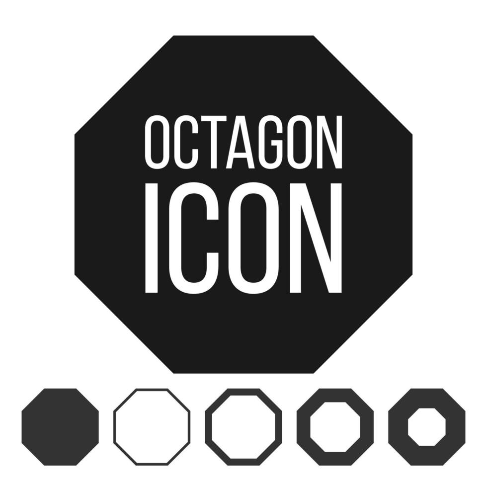 vector de icono de octágono. 8 símbolo de ocho lados. carta de geometría signo de diagrama octogonal. pictograma de polígono. icono octogonal aislado en ilustración blanca