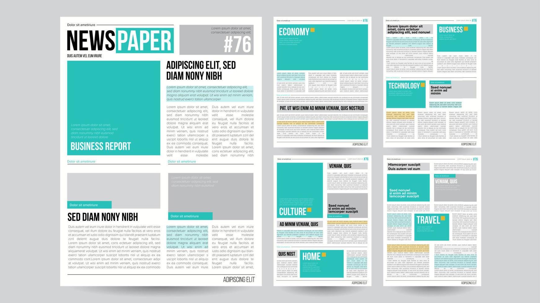 Newspaper Template Vector. Financial Articles, Business Information. Opening Editable Headlines Text Articles. Realistic Isolated Illustration vector