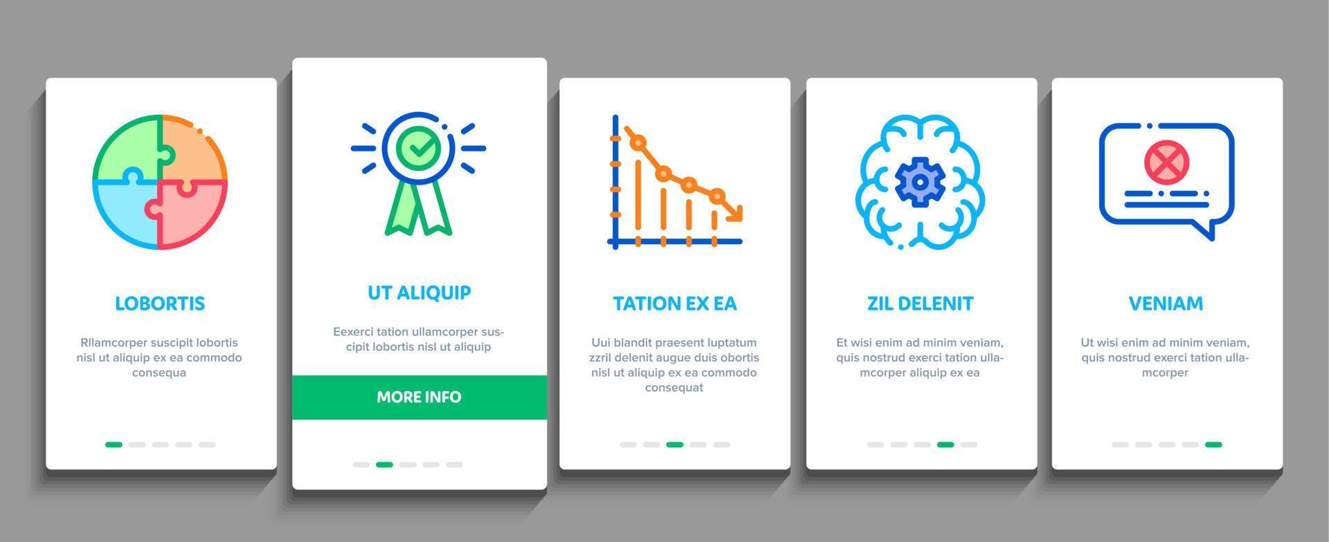 Swot Analysis Strategy Onboarding Elements Icons Set Vector