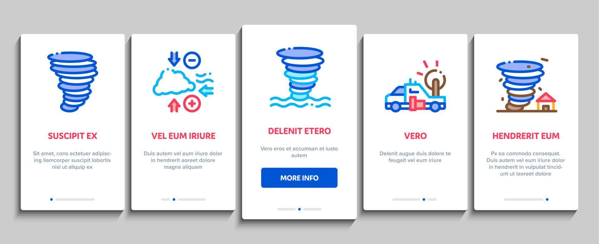 Tornado And Hurricane Onboarding Elements Icons Set Vector