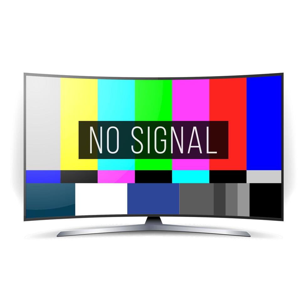 No Signal TV Test Vector. Lcd Monitor. Flat Screen TV. Television Colored Bars Signal. SMPTE Color bars vector