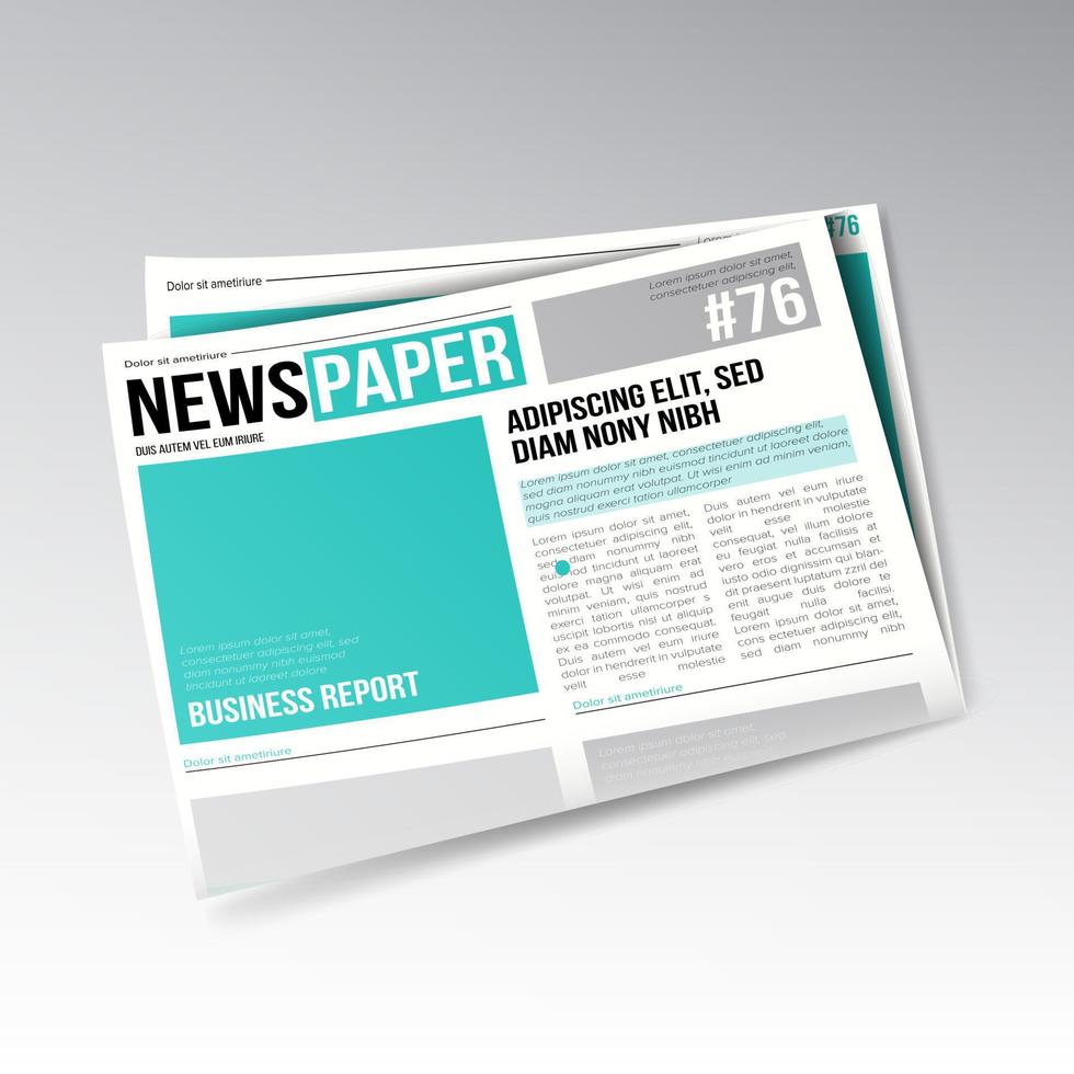 Folded Business Newspaper Vector. Images, Articles, Business Information. Daily Newspaper Journal Design. Illustration vector