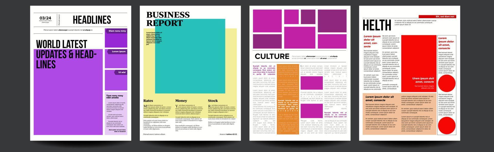 Newspaper Vector. With Headline, Images, News Page Articles. Newsprint, Reportage Information. Press Layout. Illustration vector