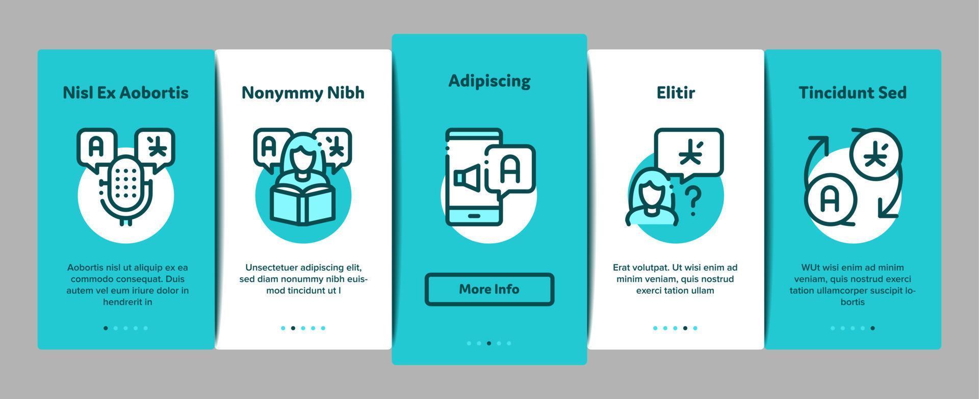 Interpreter Translator Onboarding Elements Icons Set Vector