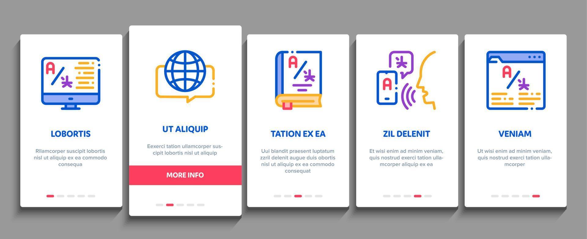 Interpreter Translator Onboarding Elements Icons Set Vector