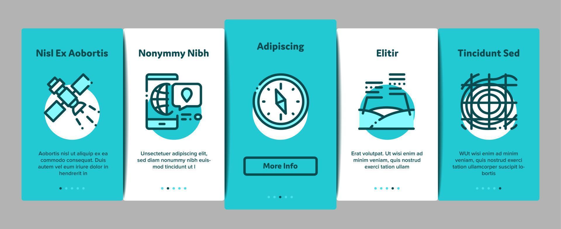 Topography Research Onboarding Elements Icons Set Vector