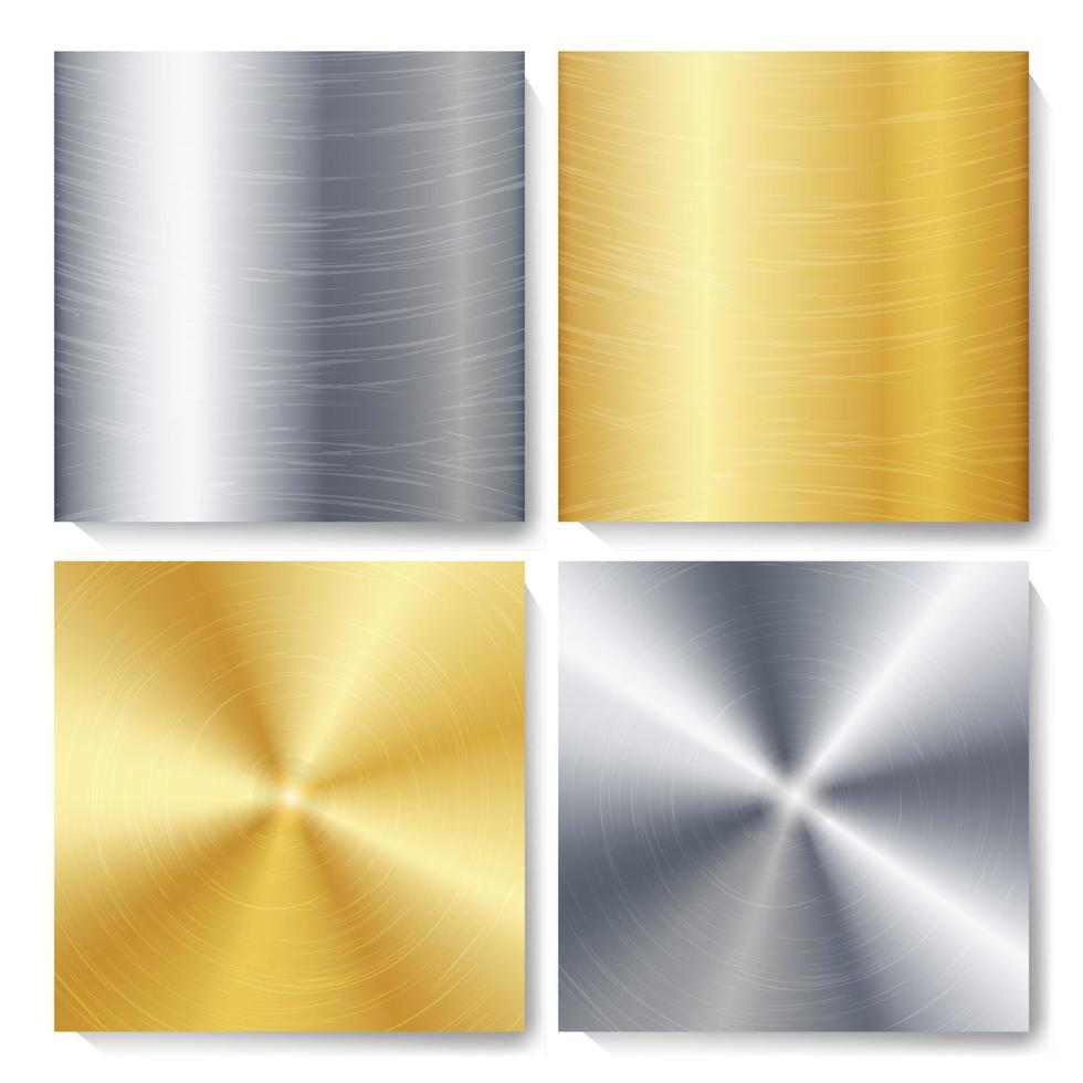 oro, bronce, plata, acero metal vector