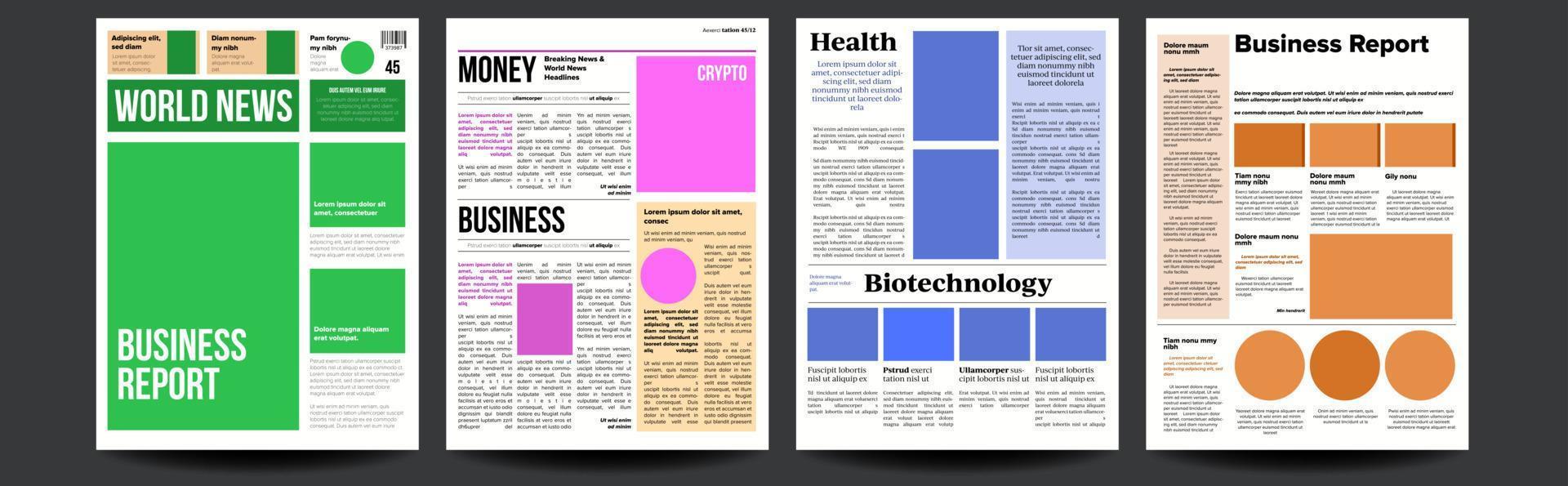 Newspaper Vector. Realistic Pages Template. News Page Layout. Columns And Photos. Illustration vector