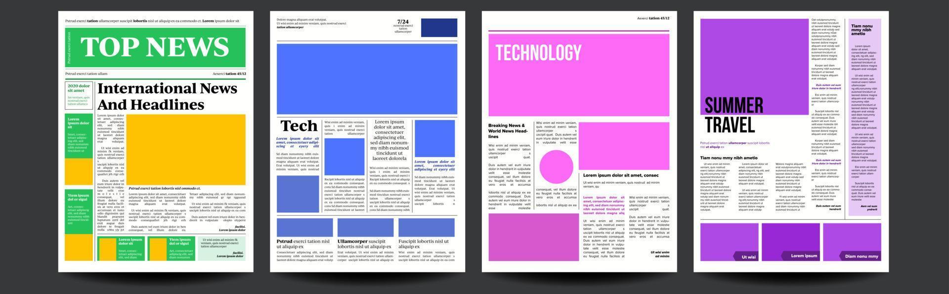 vector de periódico. titulares, artículos de texto, imágenes. titulares de economía de noticias mundiales. tabloide. rotura. ilustración