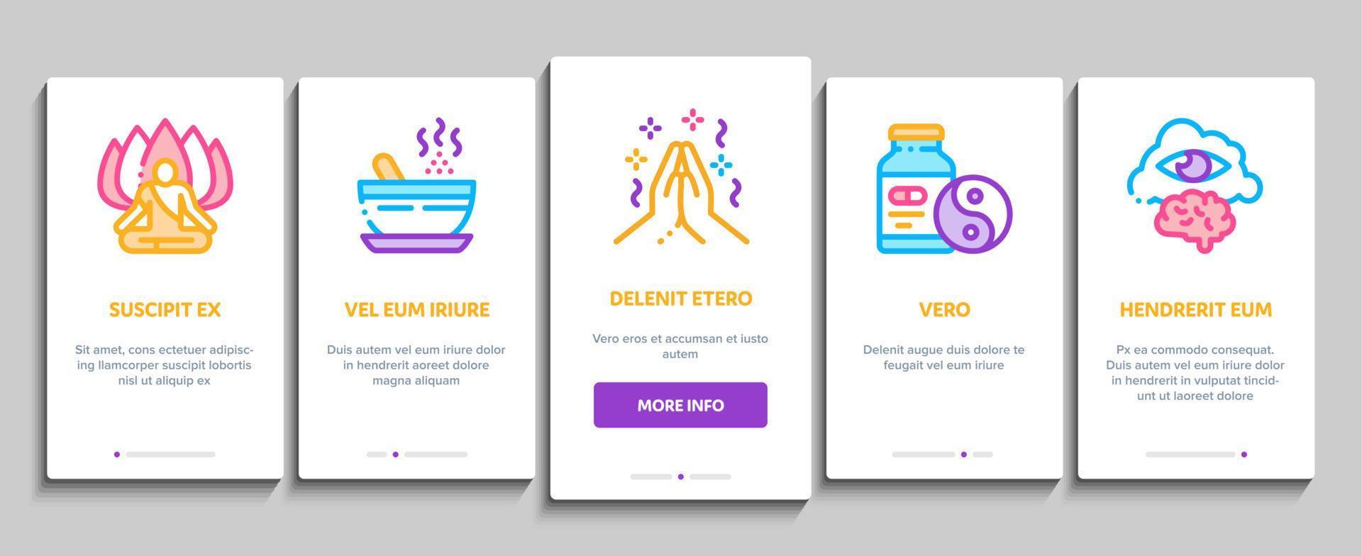 Meditation Practice Onboarding Elements Icons Set Vector