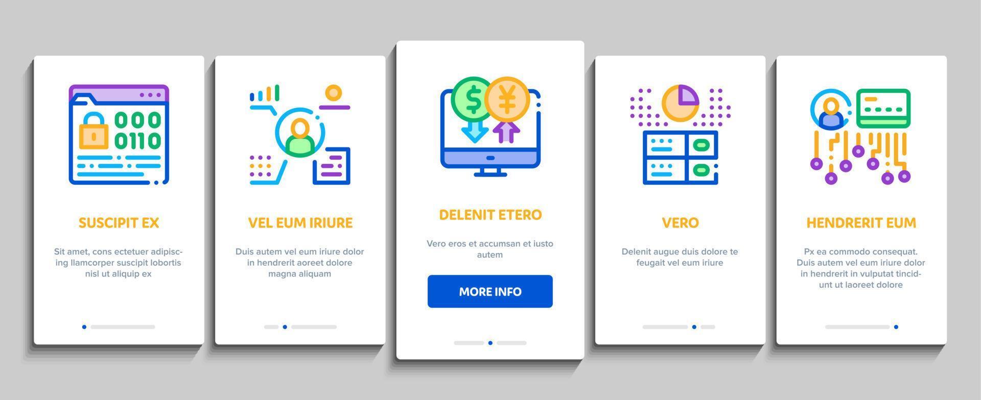 Fintech Innovation Onboarding Elements Icons Set Vector