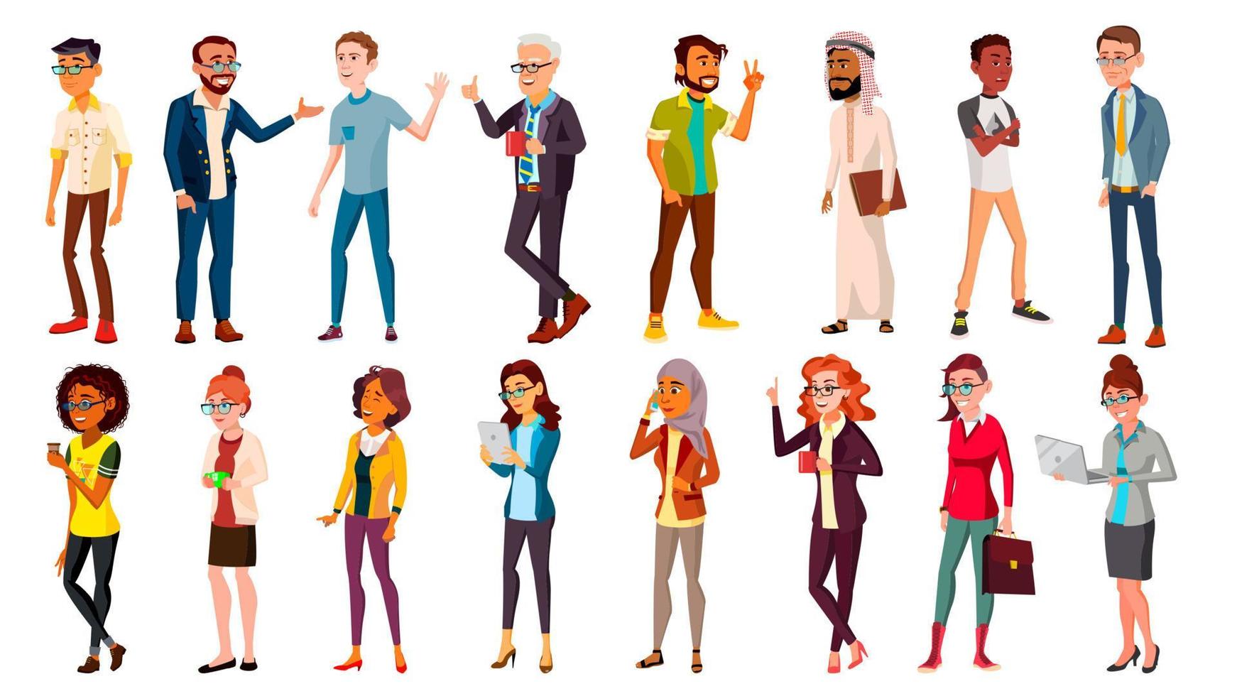 vector conjunto de personas multinacionales. multitud de personas. hombres mujeres. humano de negocios diferentes paises. ilustración aislada