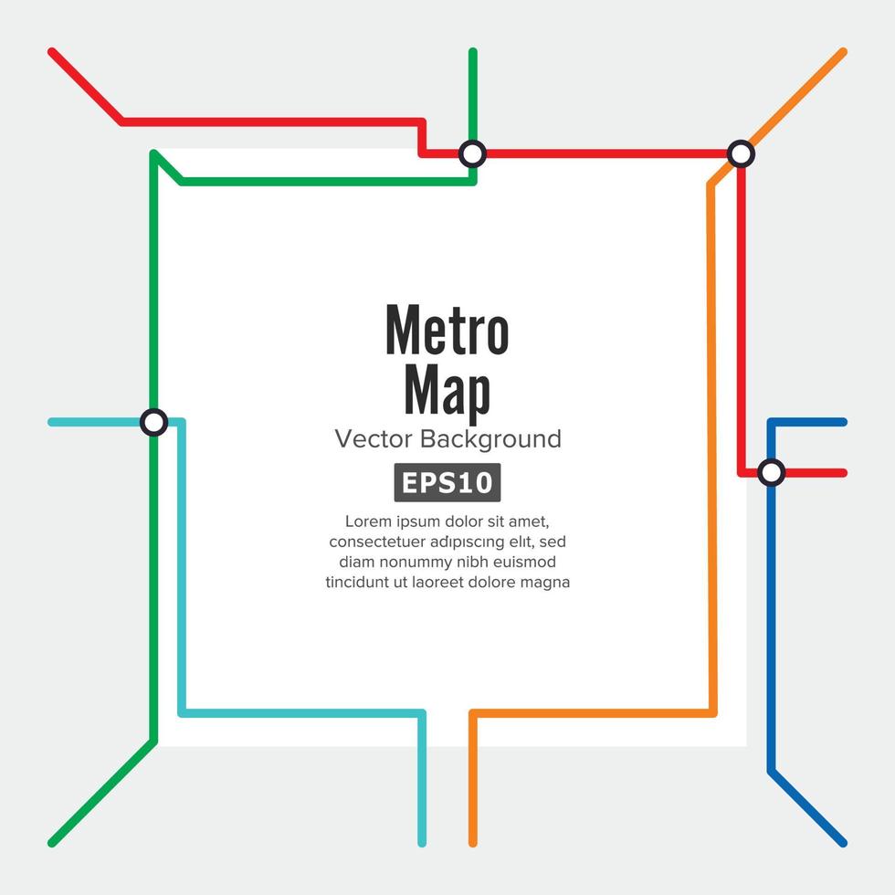 Metro Map Vector. Rapid Transit Illustration. Colorful Background With Stations vector