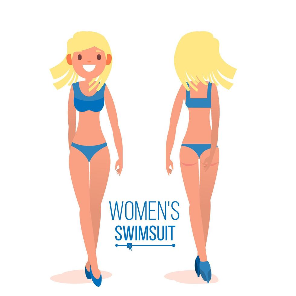 Women s Swimsuit Vector. Body Positive Movement, Beauty Diversity. Beauty Female Swimwear Design. Isolated Flat Illustration vector