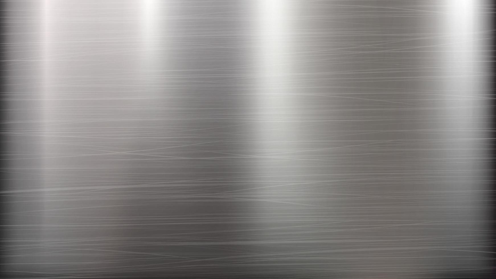 fondo de tecnología abstracta de metal. textura pulida y cepillada. cromo, plata, acero, aluminio. ilustración vectorial vector