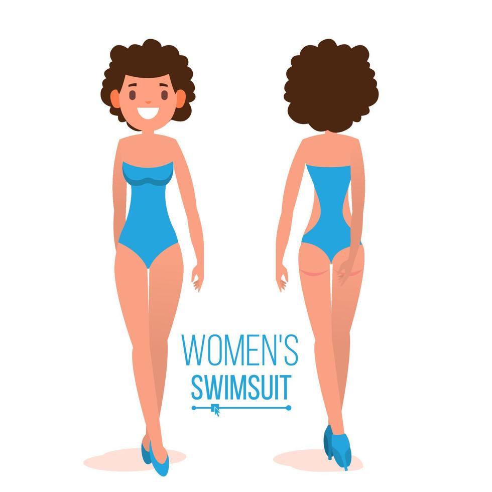 Women s Swimsuit Vector. Female Stylish Swimwear Silhouettes. Isolated Flat Illustration vector