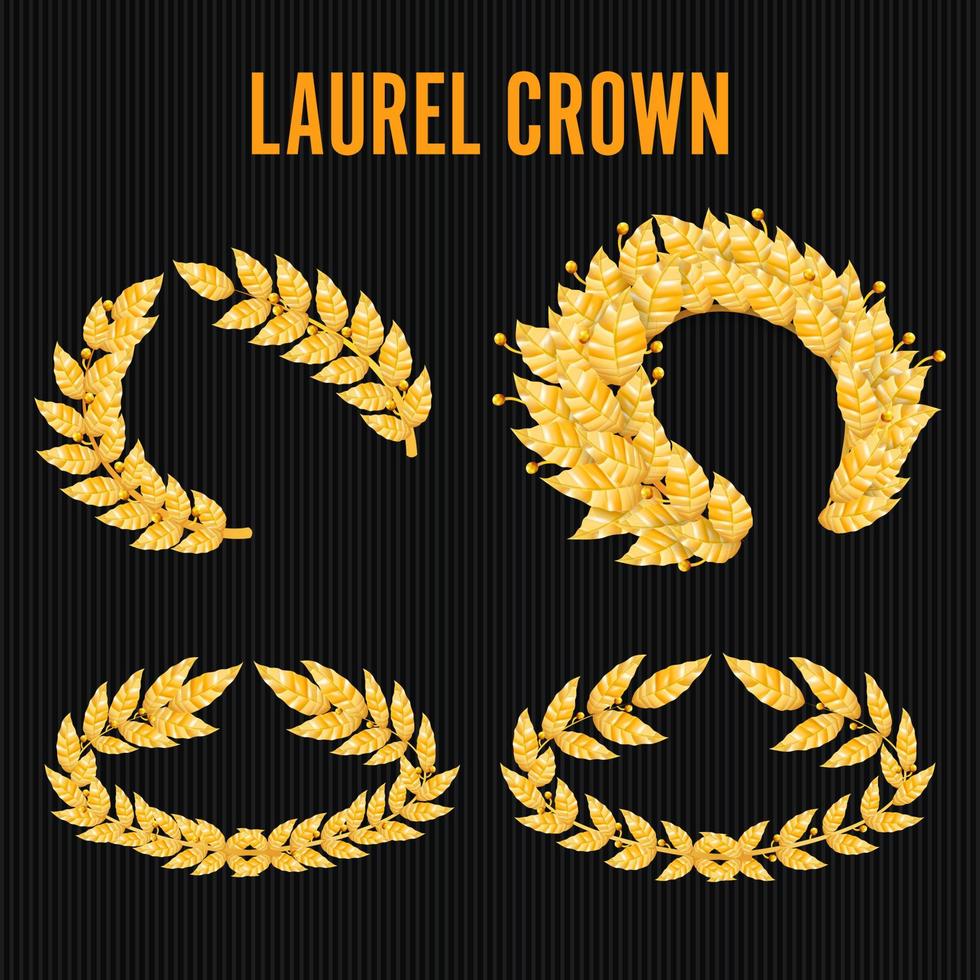 Laurel Crown Set. Greek Wreath With Golden Leaves vector