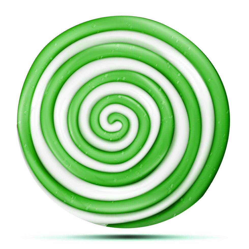 Lollipop Isolated Vector. Green Sweet Candy Round Swirl Illustration vector