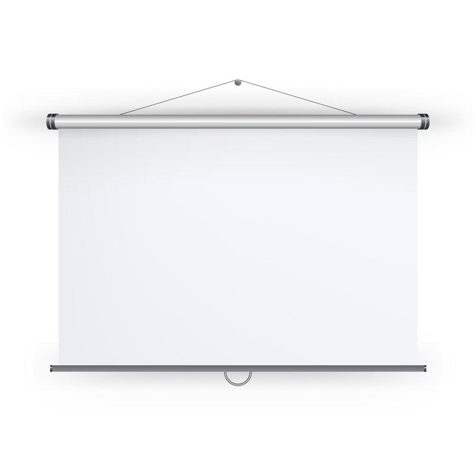 Meeting Projector Screen Vector. Blank White Board To Showcase Your Projects, Presentation Display Illustration vector