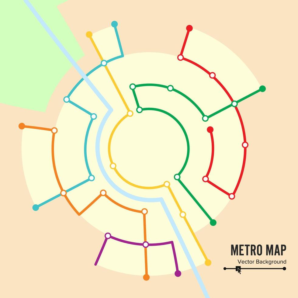 Metro Map Vector. Imaginary Underground Map. Colorful Background With Stations vector