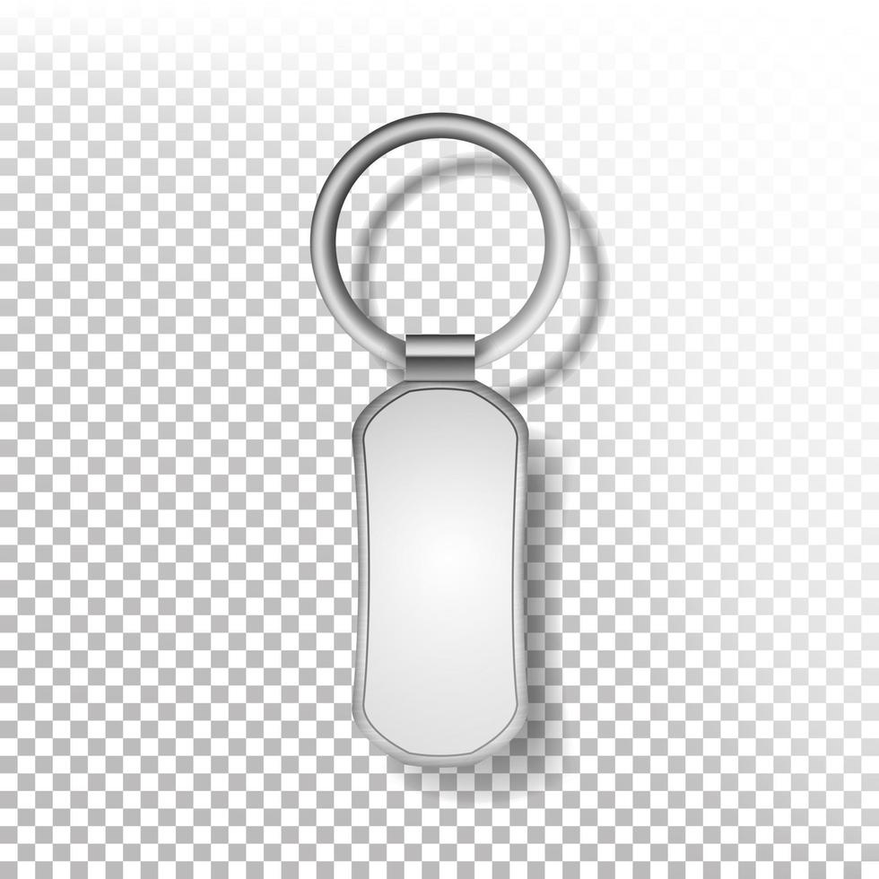 Template Metal Keychain Vector. Realistic Illustration. Key Chain Or