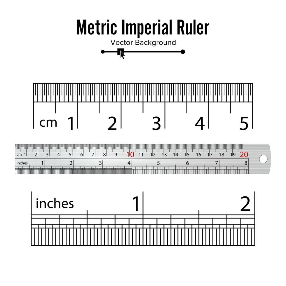 Metric Imperial Rulers Vector. Centimeter And Inch. Measure Tools Equipment Illustration Isolated On White Background. vector