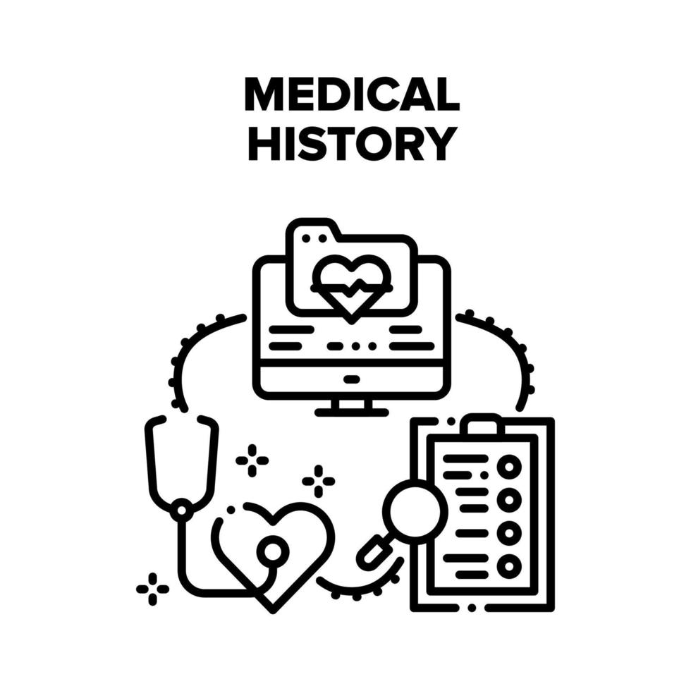 Medical History Vector Black Illustrations