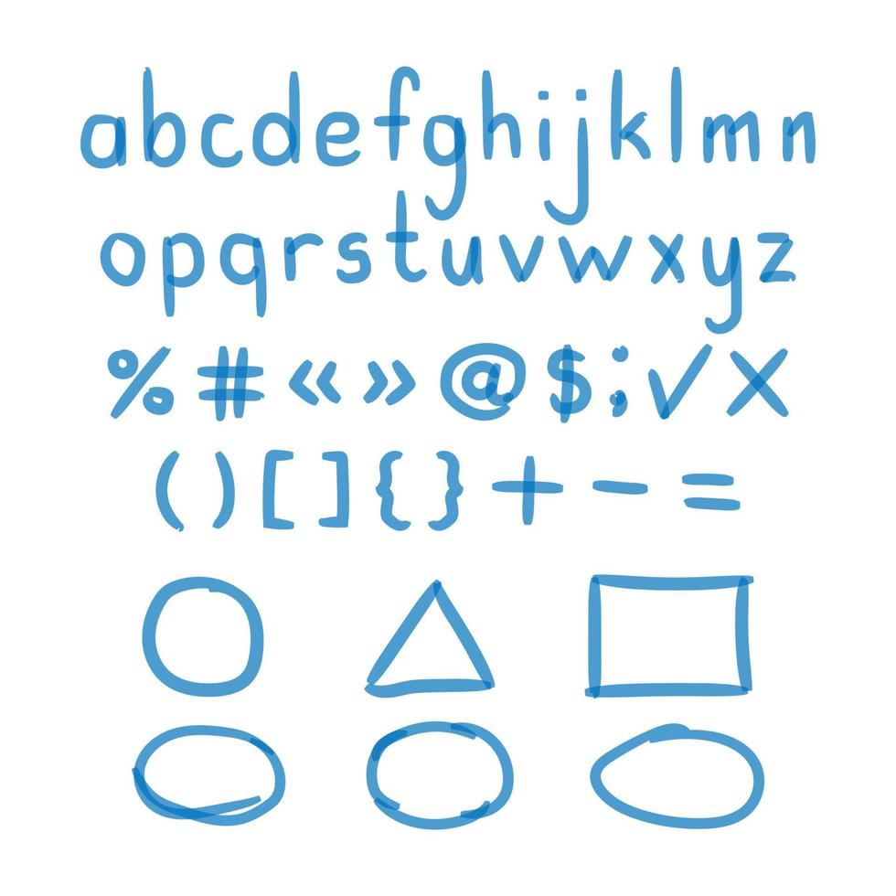 Marker Hand Written Doodle Letters And Mathematical Symbols Vector