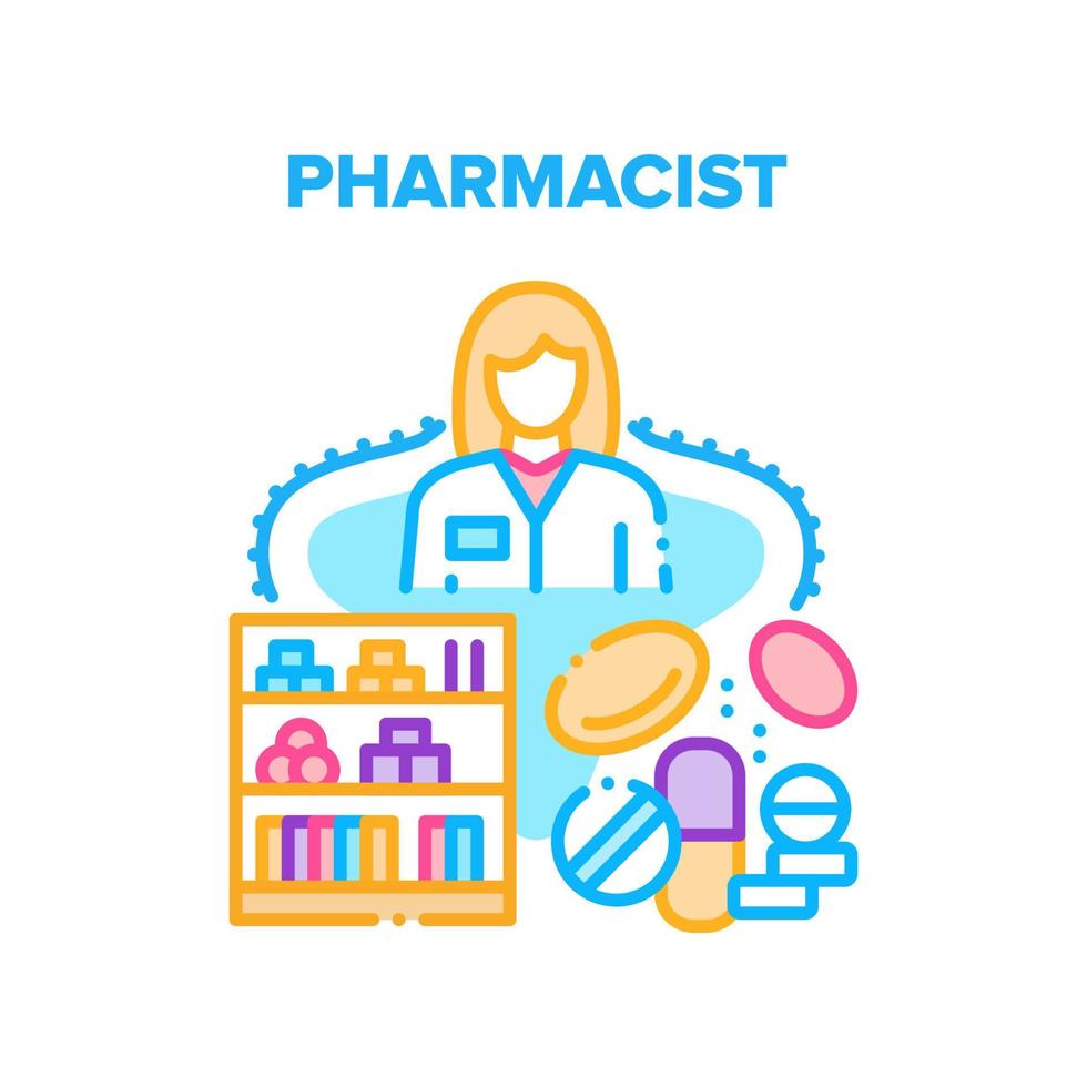 Pharmacist Work Vector Concept Color Illustration
