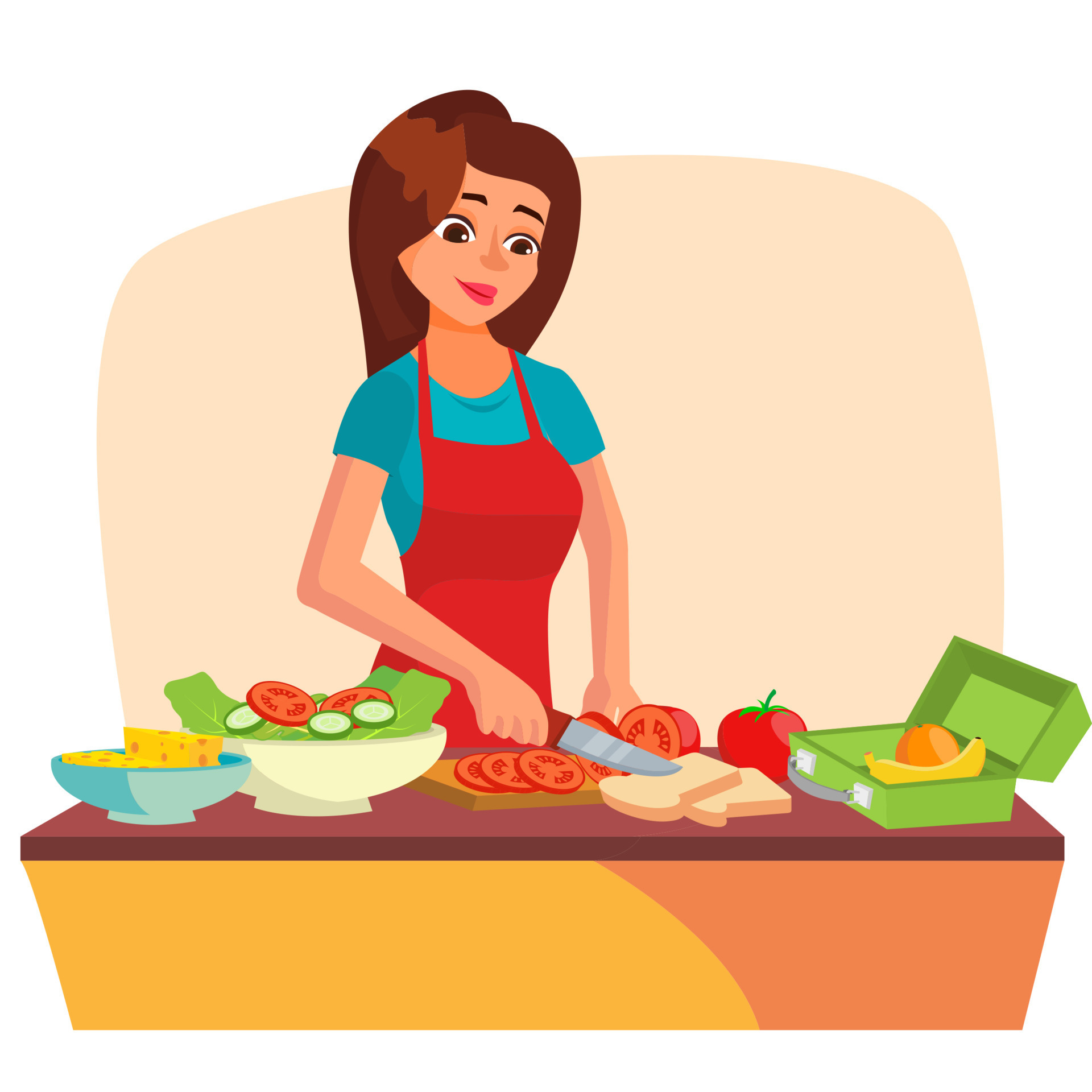 Lunch Box Vector. Making A Healthy School Lunch For Kids. Making School  Lunch Box. Cartoon Character Illustration 17351576 Vector Art at Vecteezy