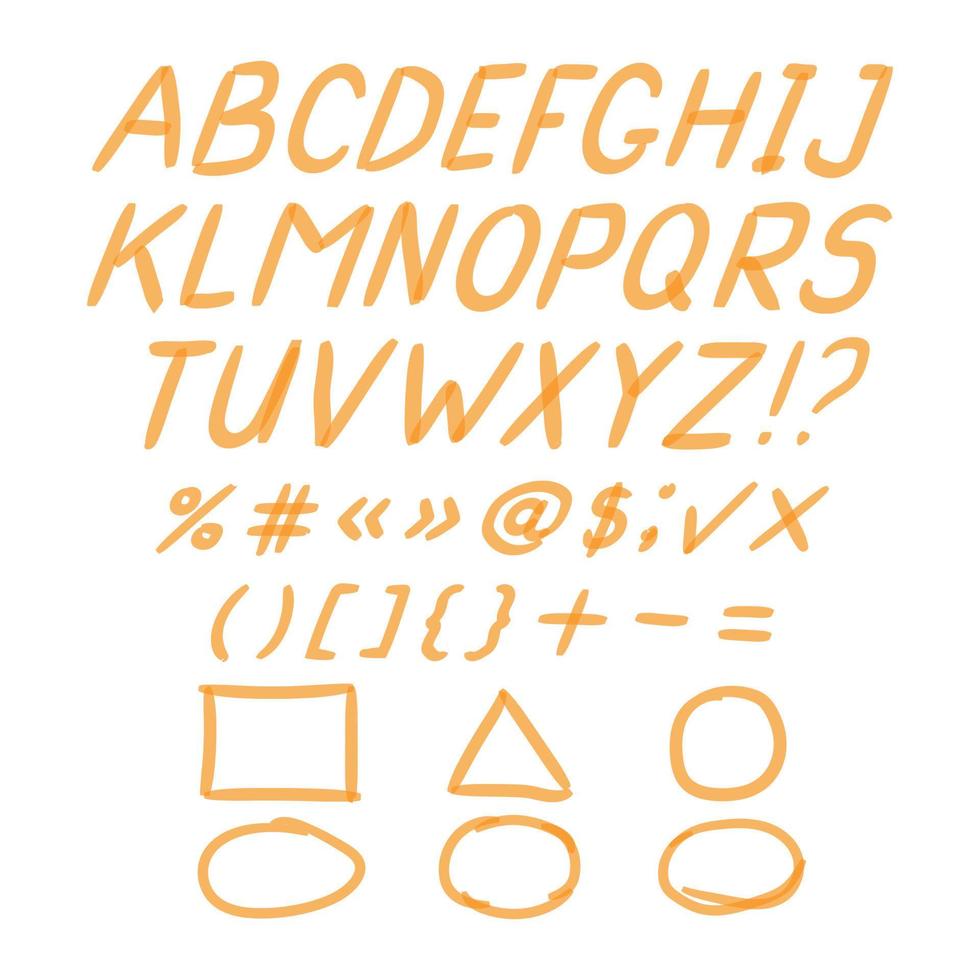 marcador escrito a mano doodle letras y símbolos matemáticos vector