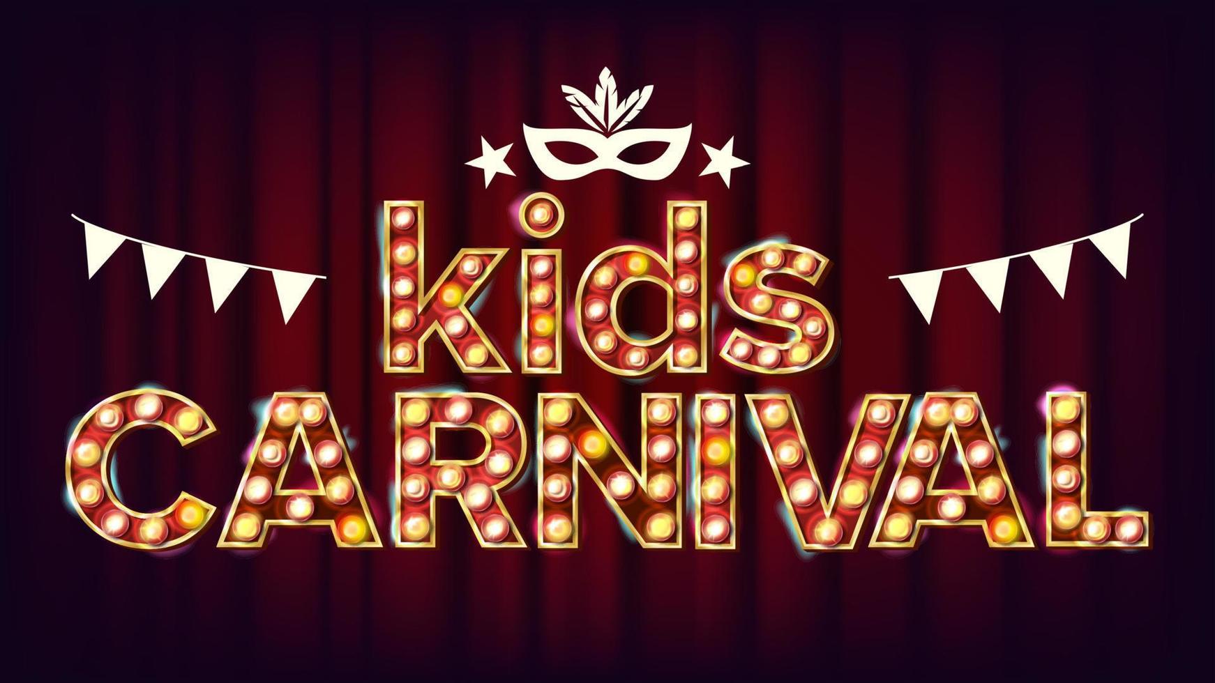 Kids Carnival Poster Vector. Carnival Glowing Lamps. For Dance Party Flyer Design. Modern Illustration vector