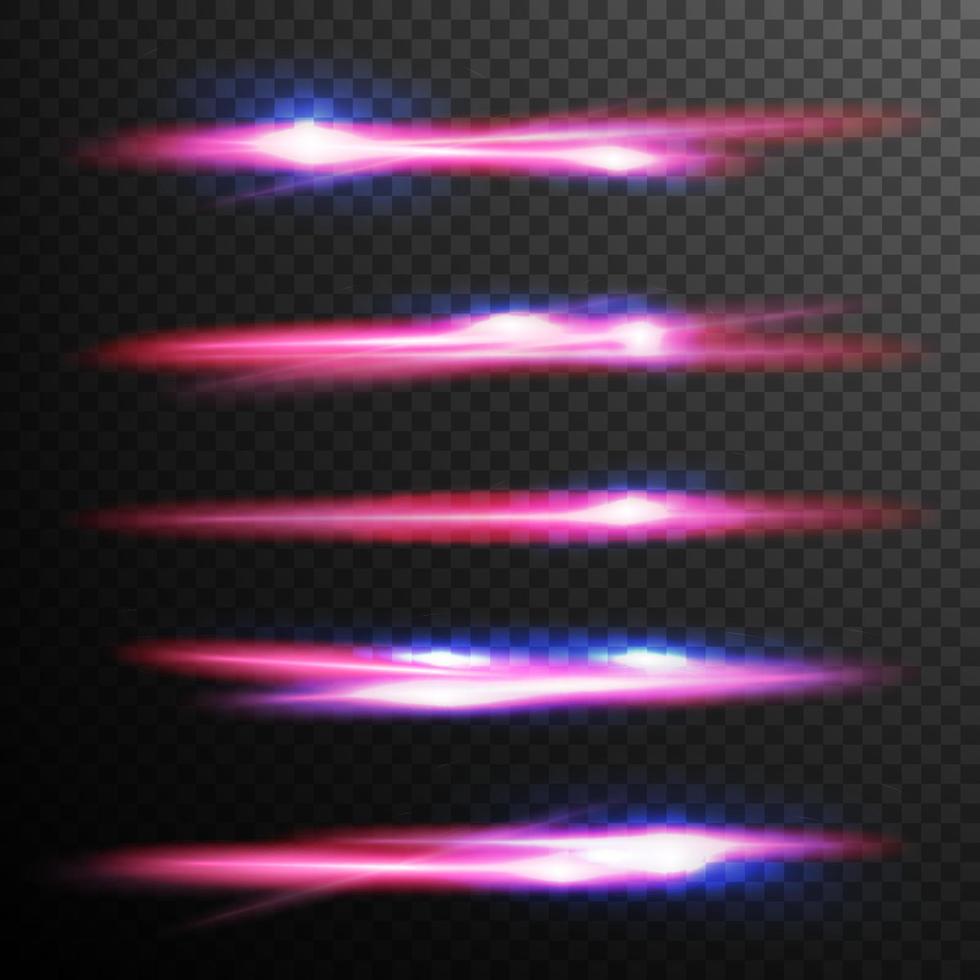 Red Glow Light Effect Vector. Energy Lights Ray Streaks. Abstract Fire Flare Trace Lens Flares. Design Element For Christmas Poster, Technology Future Concept. Isolated Illustration vector