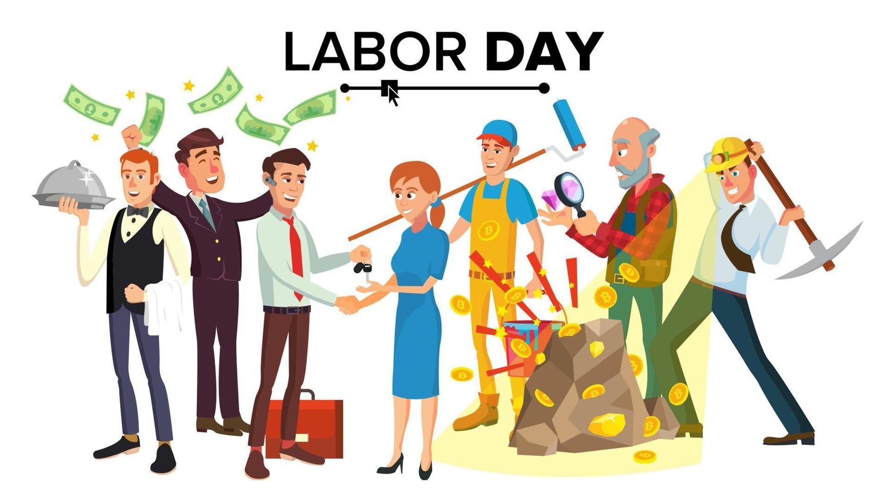 International Labor Day Vector. People Group Different Occupation Set. Isolated Cartoon Character Illustration vector