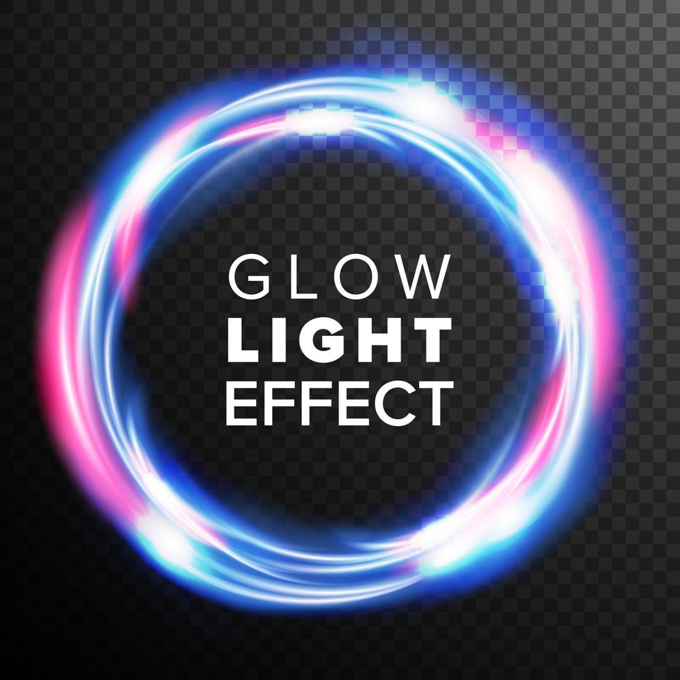 Blue Circles Glow Light Effect Vector. Swirl Trail Effect. Energy Ray Streaks. Abstract Lens Flares. Design Element For Poster, Technology Future Concept. Transparent Background Illustration vector