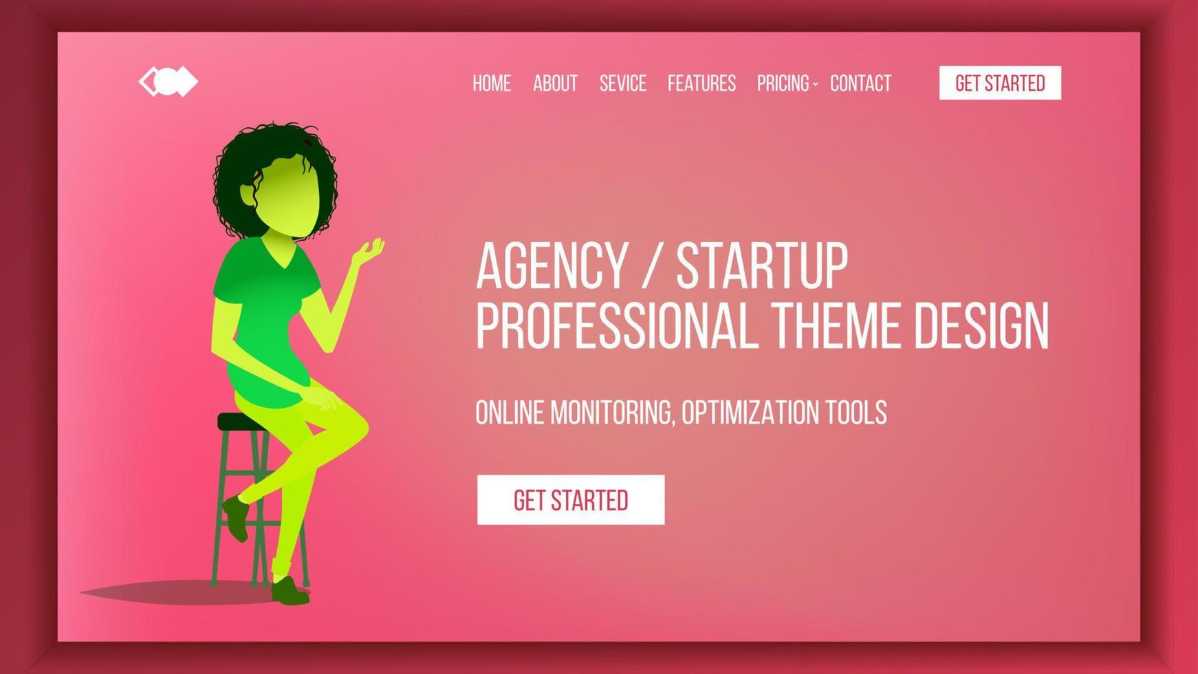 Landing Web Page Design Vector. Website Business Graphic. Responsive Interface. Entertainment Future. Interface Menu. Futuristic Strategy. Illustration vector