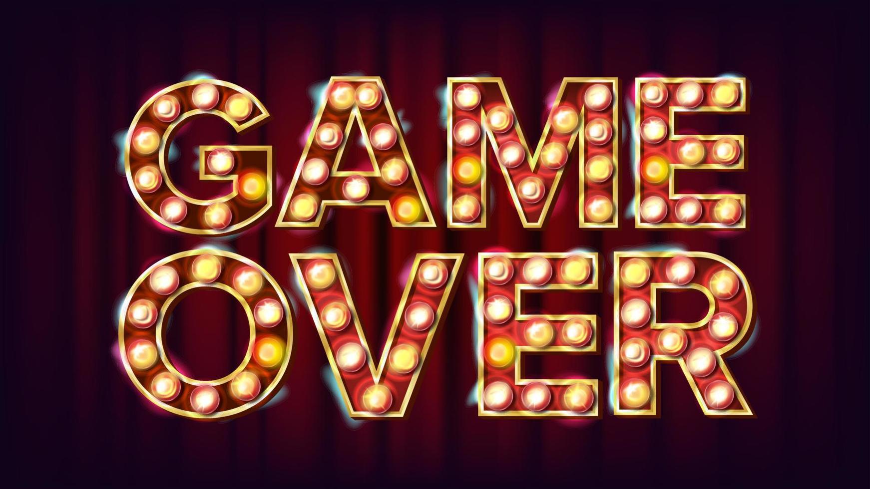 Game Over Banner Vector. Casino 3D Glowing Element. For Slot Machines, Card Games Design. Modern Illustration vector