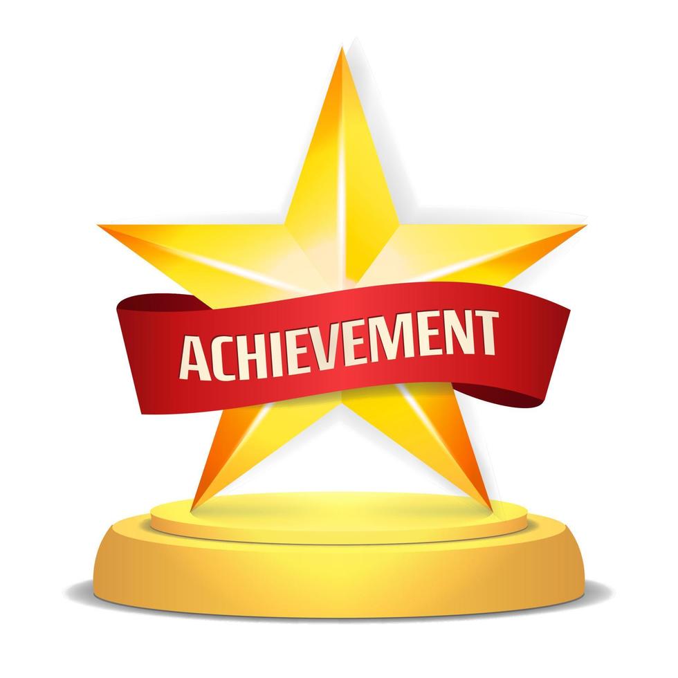 Gold Star Award. Red Ribbon 17351857 Vector Art at Vecteezy