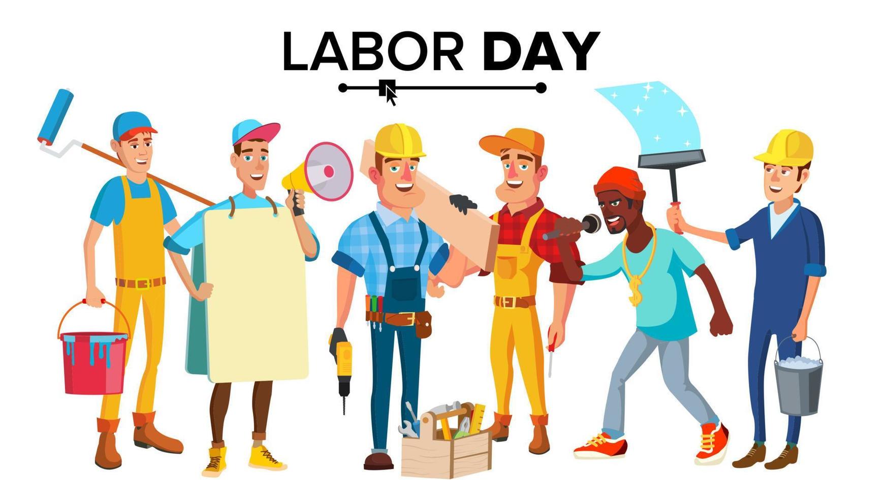 Labor Day Vector. Modern Workers Set. Isolated Flat Character Illustration vector