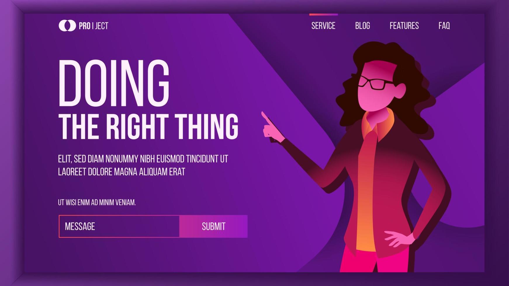 Doing The Right Thing Landing Page Concept Vector. Woman. Creative Idea. Business Coworking. Workflow Management. Template Illustration vector