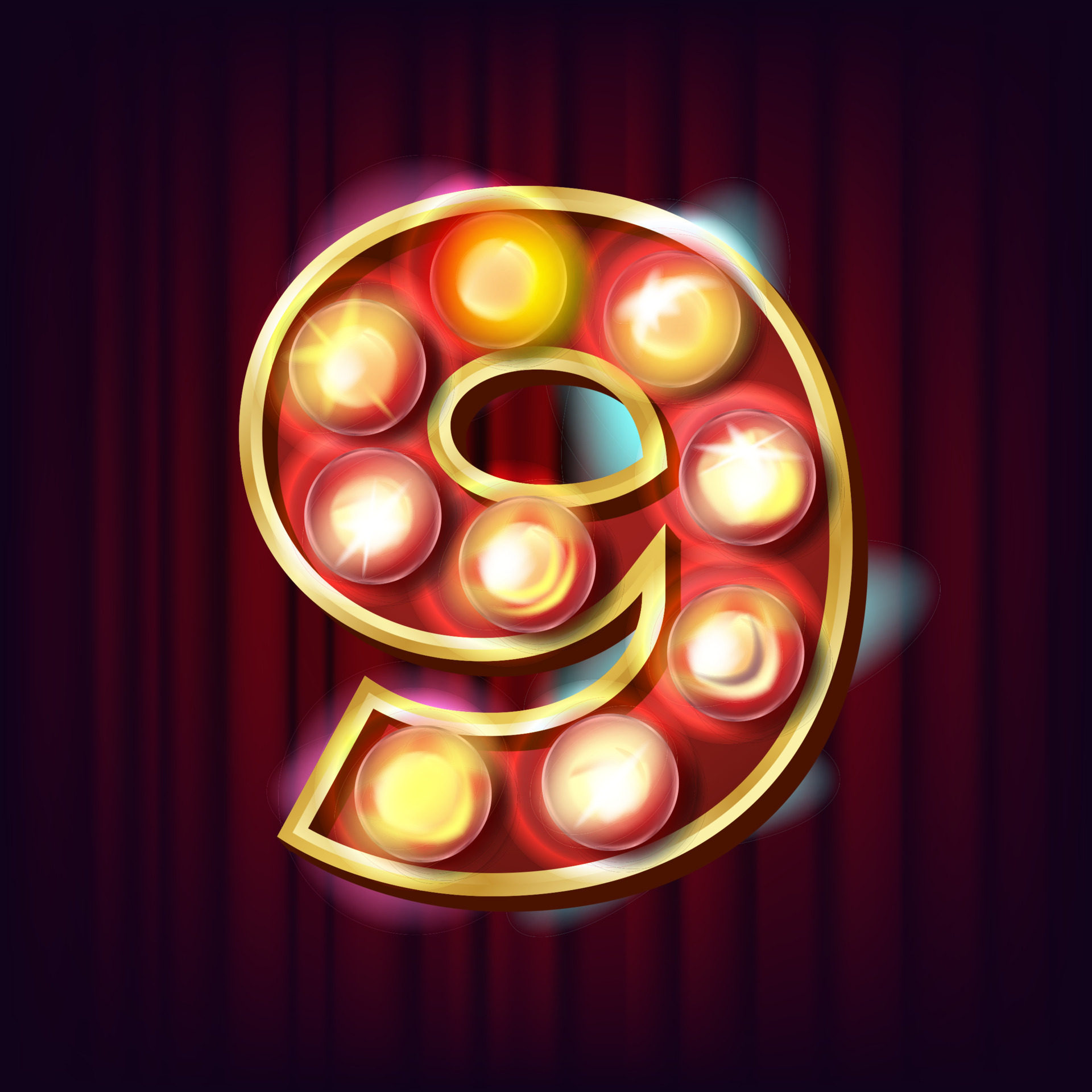 9-number-vector-nine-font-marquee-light-sign-realistic-retro-shine